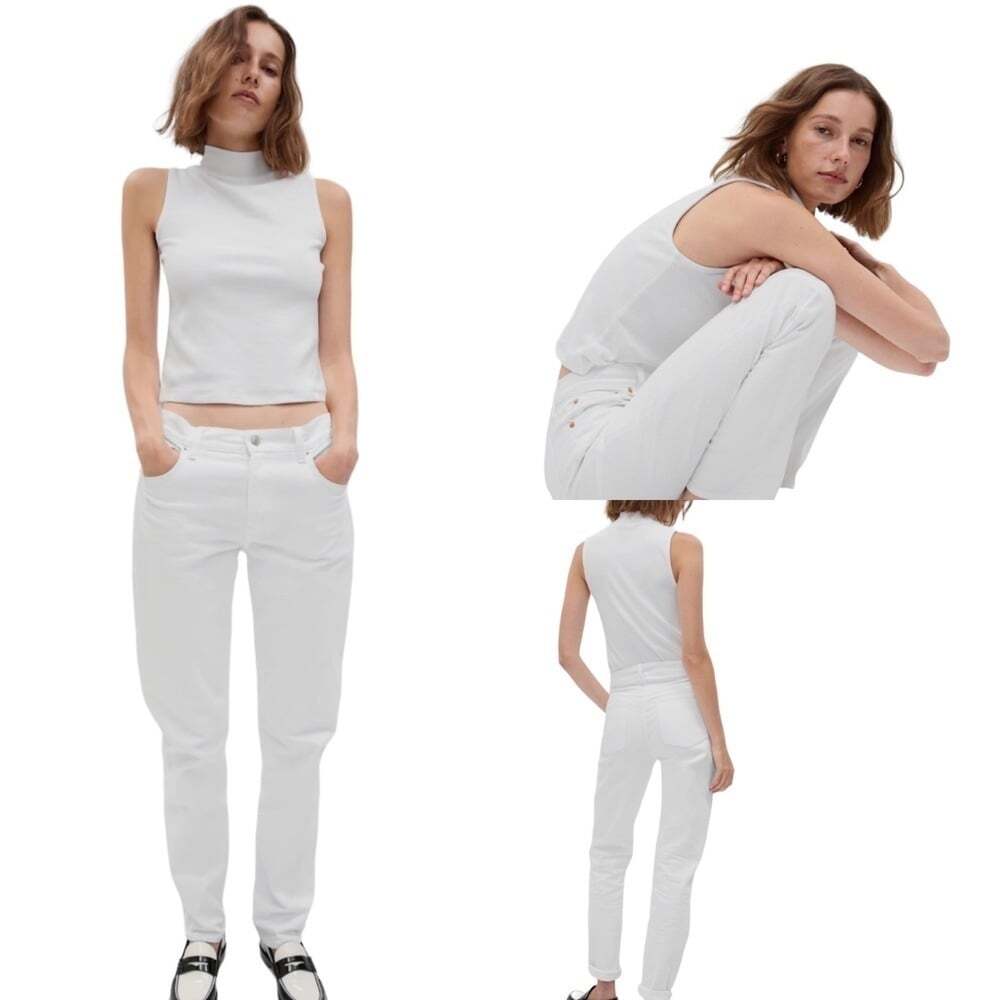 GAP White Best Girlfriend Mid-Rise Relaxed Skinny Jeans Size 29